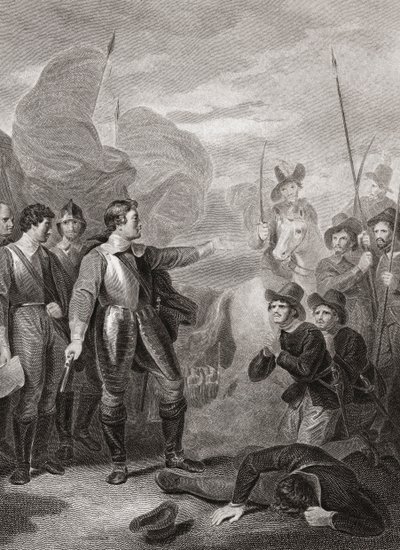 Oliver Cromwell potlačující vzpouru v Burfordu. (tisk) od Robert (after) Smirke
