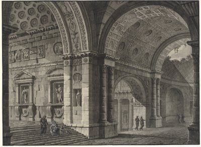 Architektonická fantazie interiéru starobylé budovy s částečně zničenými klenbami od Robert Adam