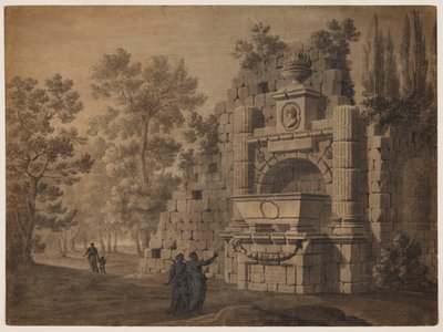Capriccio s antickými postavami mezi zříceninami klasických monumentů od Robert Adam