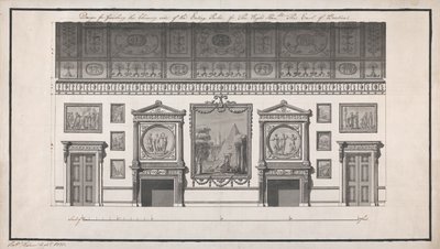 Headfort House, Jídelna, Komínová strana (pero a černý inkoust a mytí tužkou na papíře) od Robert Adam