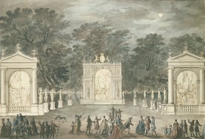Iluminace v Buckingham House k narozeninám krále Jiřího III., 4. června 1783 (pero a inkoust a wc na papíře) od Robert Adam