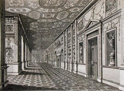 Knihovna v Syon House, postavená 1760-69 (rytina) od Robert Adam