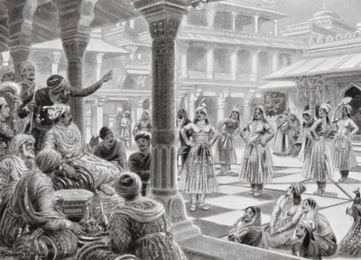 Akbar hraje ve Fatehpur Sikrí šachy s živými figurkami od Robert Ambrose Dudley