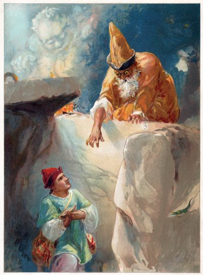 Aladdin a kouzelník, ilustrace z 