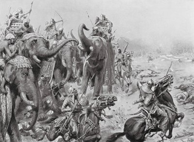 Babar zavádí polní zbraně v Panipatu od Robert Ambrose Dudley