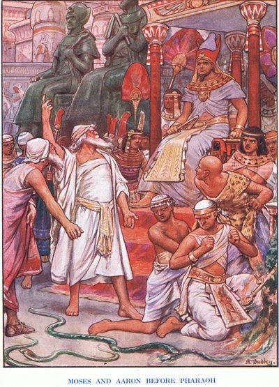 Mojžíš a Áron před faraónem (barva litho) od Robert Ambrose Dudley