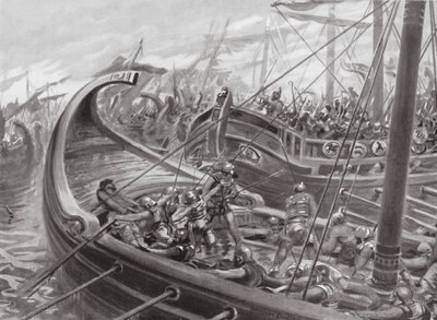 Fócká flotila poráží Kartagince (litografie) od Robert Ambrose Dudley