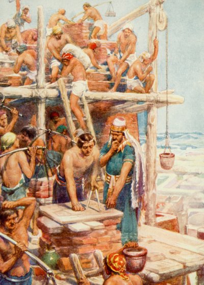 Babylonská věž (barevná lito) od Robert Ambrose Dudley