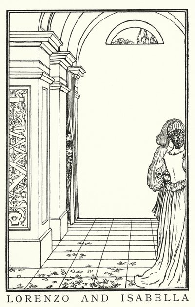 Ilustrace pro básně Johna Keatse: Isabella aneb The Pot of Basil (litho) od Robert Anning Bell