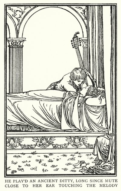 Ilustrace k básním Johna Keatse: Předvečer svaté Anežky (litho) od Robert Anning Bell