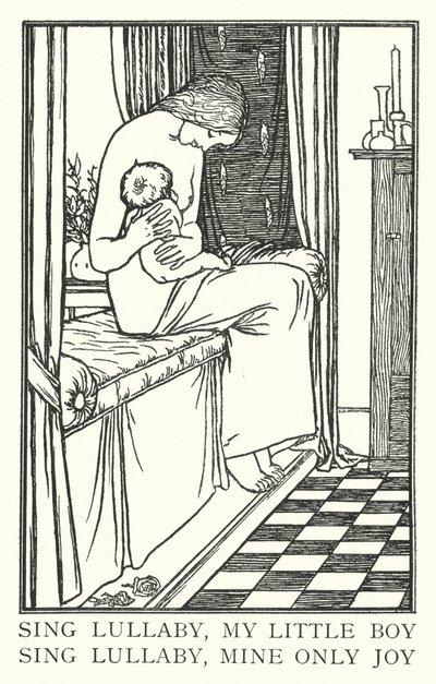 Zpívej ukolébavku, můj malý chlapče, zpívej ukolébavku, moje jediná radost (litho) od Robert Anning Bell