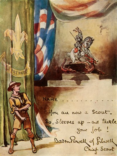 Design pro zápisovou kartu skautů, 1944. od Robert Baden-Powell