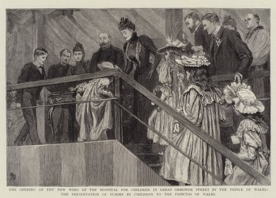 Otevření nového křídla nemocnice pro děti v Great Ormond Street princem z Walesu, předání peněženek dětmi princezně z Walesu od Robert Barnes