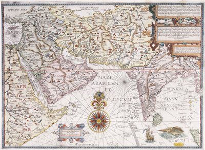Mapa východní Afriky, Arábie a Indie, 1598 od Robert Beckit