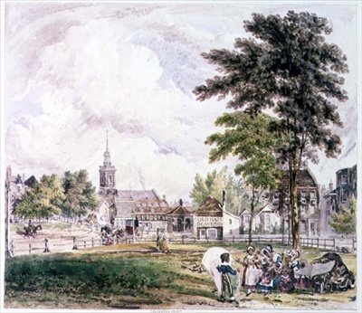 Islington Green: Pohled směrem ke kostelu (tisk) od Robert Blemell Schnebbelie