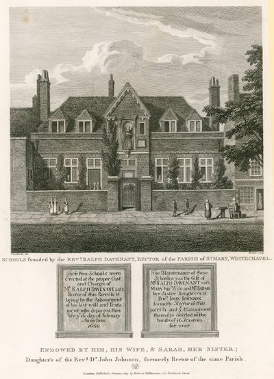 Školy založené reverendem Ralphem Davenantem, rektorem farnosti St Mary, Whitechapel od Robert Blemell Schnebbelie