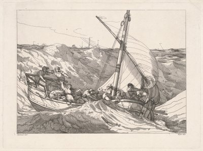Loď v bouři na moři od Robert Blyth, after John Hamilton Mortimer