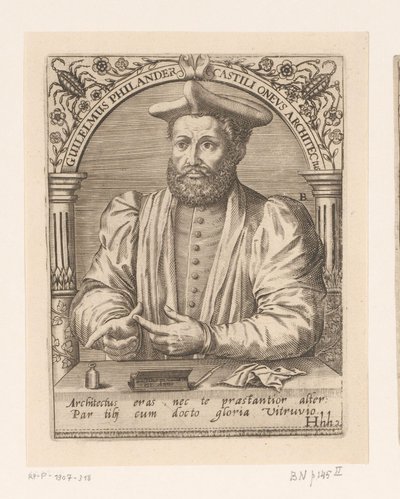 Portrét Guillauma Philandriera Guilelmus Philander Castili oneus architectus (titul na objektu) Série portrétů učenců patnáctého a šestnáctého století (název série) od Robert Boissard
