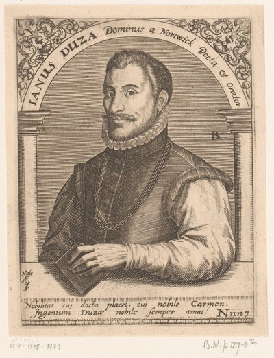 Portrét Januse Dousy Janus Duza Dominus a nortwickský básník a řečník. (název na objektu) Série portrétů učenců patnáctého a šestnáctého století (název série) od Robert Boissard