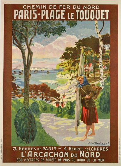 Plakátová reklama Paris-Plage le Touquet, Pas de Calais, kolem roku 1910 (barevné lito) od Robert Boullier