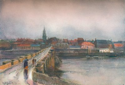 Mokrý den, Old Berwick Bridge, c1877-1906, 1906. od Robert Buchan Nisbet