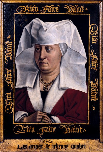 Obraz ""Portrét Marie De Pacy"" od Roberta Campina, mistra Flemalle (1378-1444) 1415-1440 Tournai. Muzeum výtvarných umění Belgie od Robert Campin