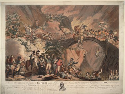 Armáda Alexandra Suvorova překračující Alpy v roce 1799, 1805 od Robert Carr Porter
