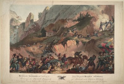 Ruská armáda překračuje Ďáblův most v roce 1799, 1804 od Robert Carr Porter