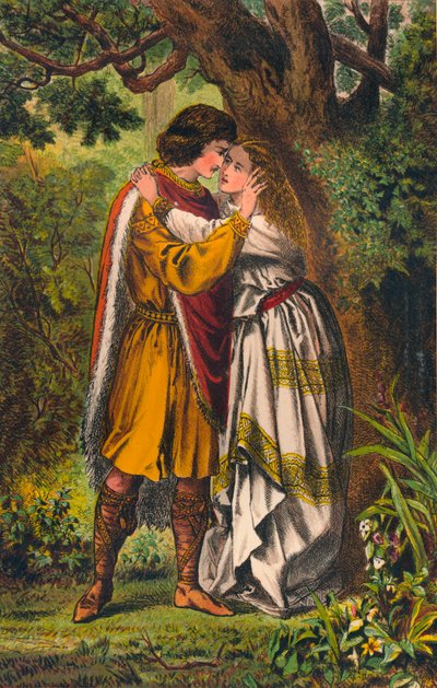 Posthumus. Moje královna! Má paní! Ó paní, už neplač. Cymbeline: Akt I, Scéna I, c1875 od Robert Charles Dudley