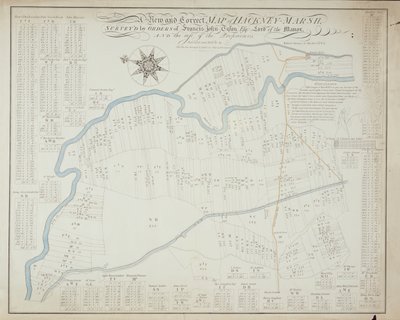Nová a správná mapa Hackney Marsh, 1745 od Robert Davies