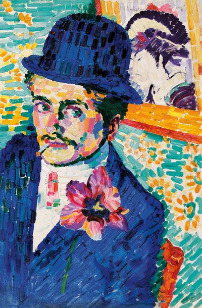 Muž s tulipánem (Portrét Jean Metzinger) od Robert Delaunay