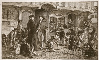 Původ nedělních škol: Hare Lane, Gloucester, 1780, ilustrace z 