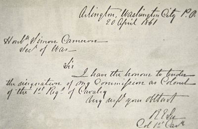 Dopis Roberta E. Leeho o rezignaci na federální armádu, 20. dubna od Robert E. Lee