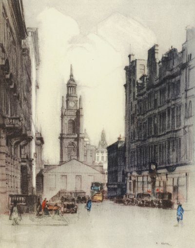 Glasgow: kostel svatého Jiří (barevná litografie) od Robert Eadie