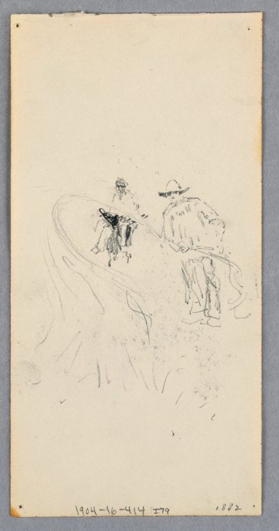 Kresba, Vnější stěna: Dvě postavy a neidentifikovatelné linie (verso), 1882. od Robert Frederick Blum