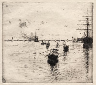 Laguna s parníky a gondolami od Robert Frederick Blum