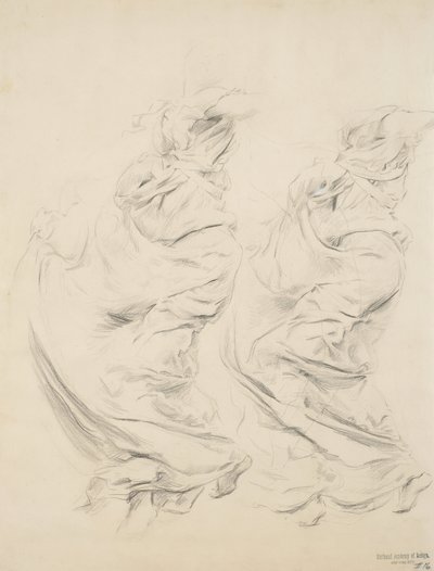 Náčrt drapérie možná pro nástěnnou malbu Moods to Music, 1893-95 (grafit a žlutá tužka na tkaném papíře) od Robert Frederick Blum