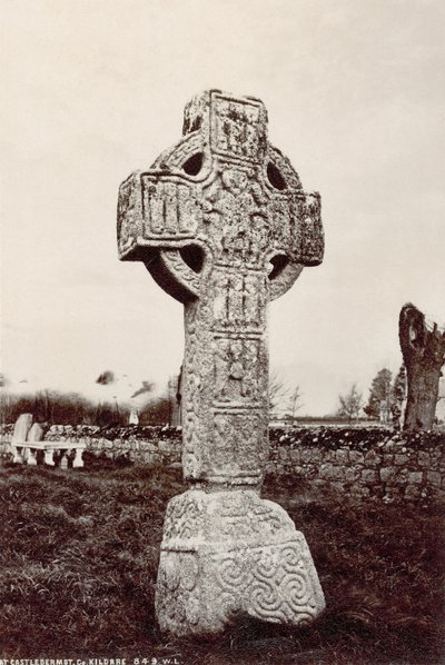 Severní vysoký kříž v Castledermot, Co. Kildare, Irsko (sépiová fotografie) od Robert French