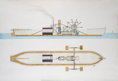Steamboat navržený Robertem Fultonem, akvarel, Spojené státy americké od Robert Fulton
