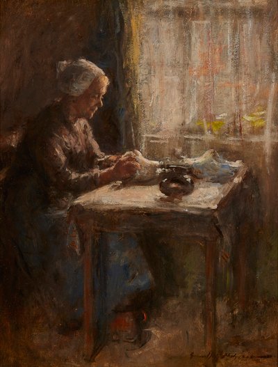 U okna (olej na palubě) od Robert Gemmell Hutchison