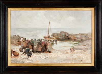 The Fishermen Return (olej na plátně) od Robert Gemmell Hutchison