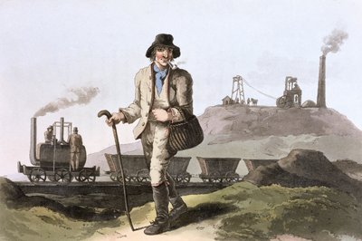 Parní lokomotiva Blenkinsop v dolu Middleton poblíž Leedsu, West Yorkshire, 1814 od Robert Havell