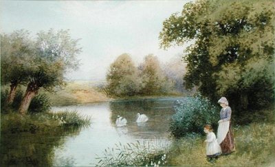 On the Avon, Summertime (akvarel na papíře) od Robert Hollands Walker