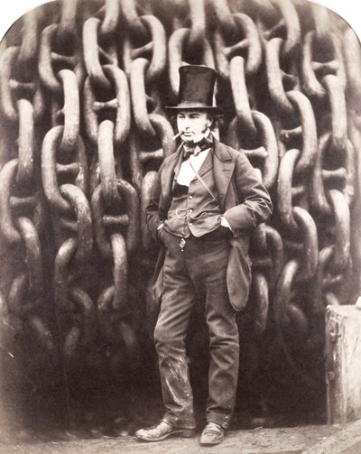 Isambard Kingdom Brunel, stojící před spouštěcími řetězy ‚Great Eastern‘, 1857 od Robert Howlett
