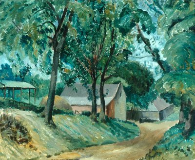 A Cotswold Farm, cca 1934-35 (olej na palubě) od Robert Kirkland Jamieson