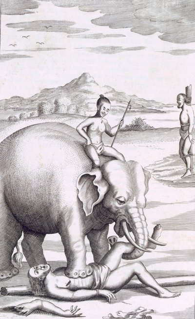 Poprava slonem, hospoda. 1681. od Robert Knox