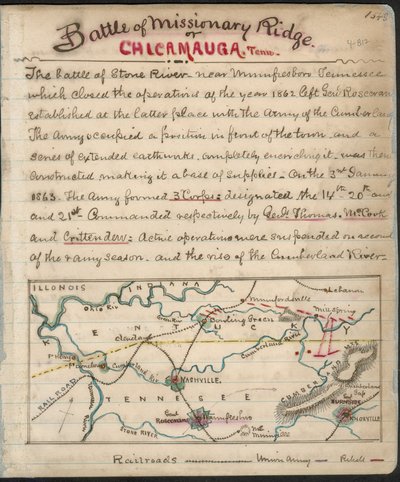 Bitva u Missionary Ridge neboli Chickamauga, Tenn. LOC gvhs01.vhs00156 od Robert Knox Sneden