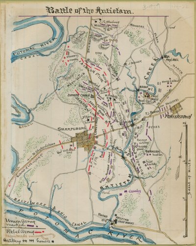 Bitva u Antietamu. LOC gvhs01.vhs00044 od Robert Knox Sneden