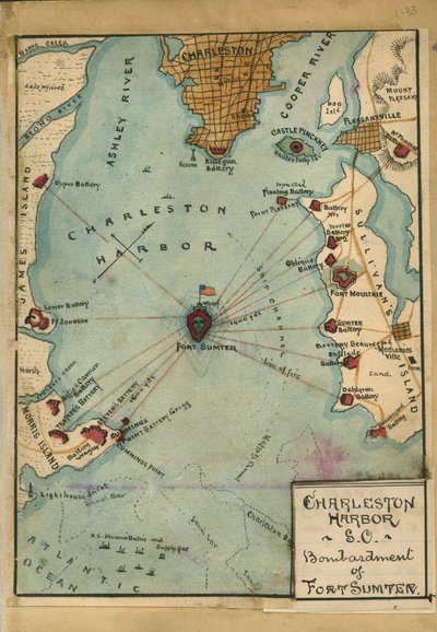 Charleston Harbor S.C. Bombardování pevnosti Fort Sumter. LOC gvhs01.vhs00058 od Robert Knox Sneden