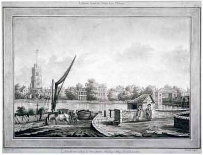 Pohled na Fulham z White Lion Inn, Putney, Londýn, 1783 od Robert Laurie